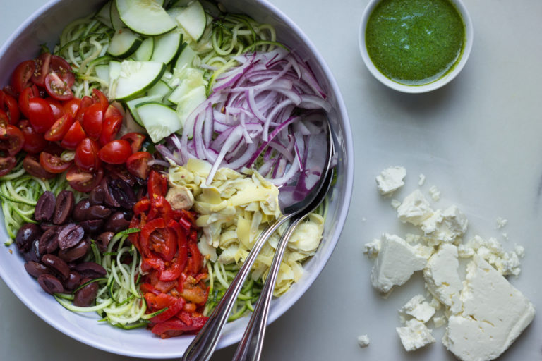 Mediterranean Zucchini Noodle Salad {Paleo, GF}